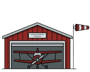 updated aviation and hanger red icon