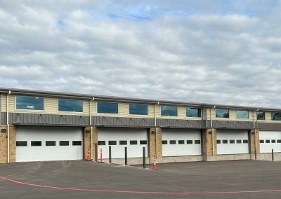 A warehouse facility, with the garage doors visible.