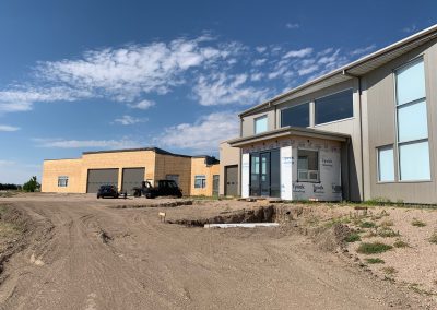 The external view of a barndominium under construction