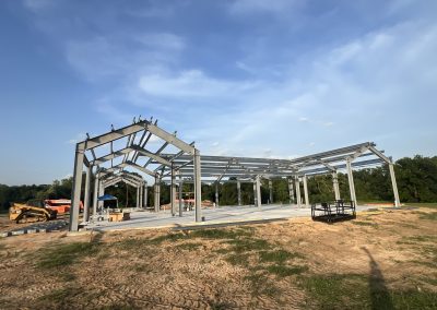 Steel framework of a building construction