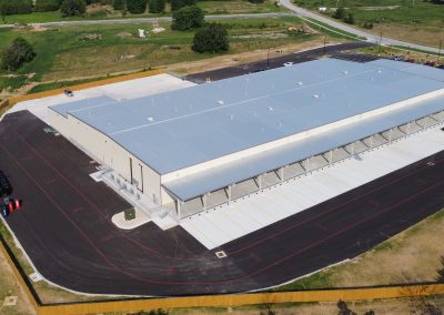 Birds eye view of an industrial warehouse